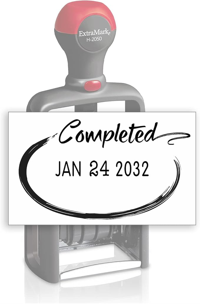 Heavy Duty Style Office Date Stamp with Completed - Self Inking Dater - Style C - Black Ink Color