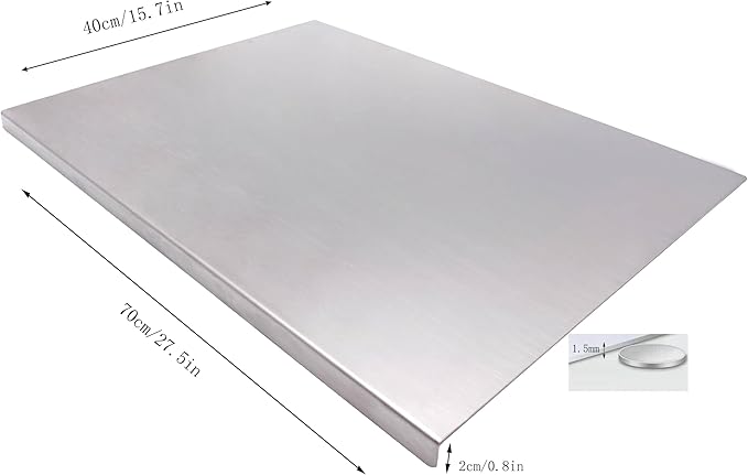BILLAMB Stainless Steel Cutting Boards for The Kitchen, Suitable for Meat, Fruits, Vegetables, Bread, and Baking Large-sized Cutting Boards (70 x 40cm/27.5 x 15.7 in)