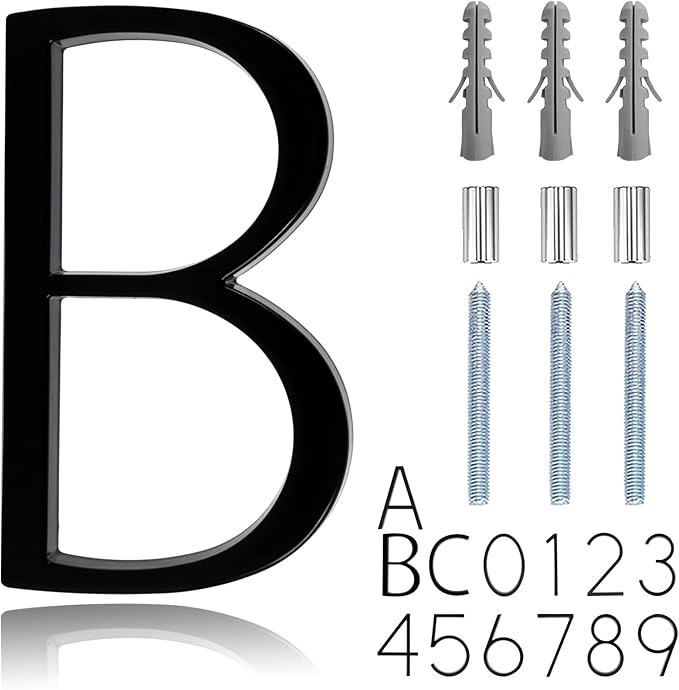5" Floating Stainless Steel Address House Number, Modern Metal Anti-Rust House Numbers with Nail Kits for Door Garden Mailbox Decor Visibility Signage (B)