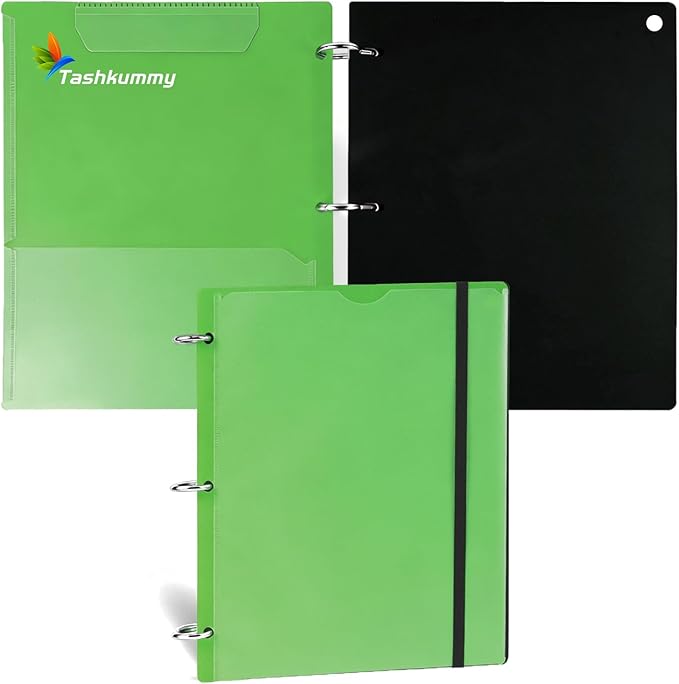 Tashkummy 360° Pivotable 3 Ring Clipboard Binder, Foldable Binders 1 Inch Fits 8.5" x 11", Medical Nursing Foldable Clipboard Binder for Home, School, Office, Doctors- Green
