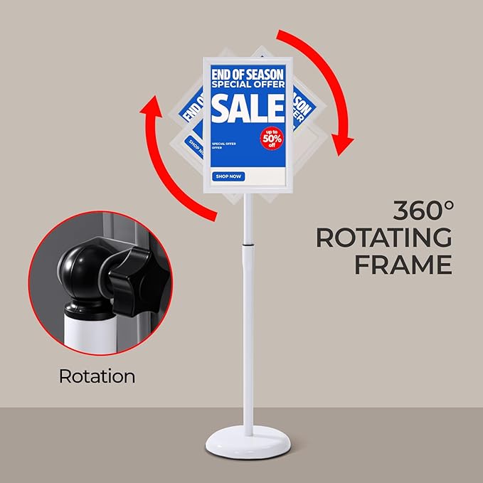 YIYO sign stand，floor sign holder poster stand heavy duty pedestal signage stand for display (WHITE, 11*17)