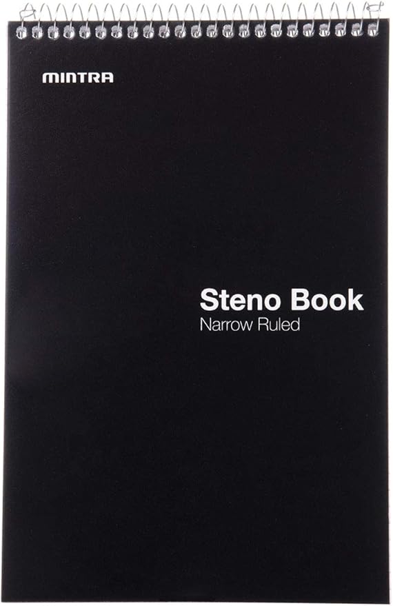 Mintra Office Steno Books - (Primary Colors, 4 Pads/Pack, Narrow Ruled), 6inx9in, 70 Sheets, Notebook for writing notes in school, university, college, work, office