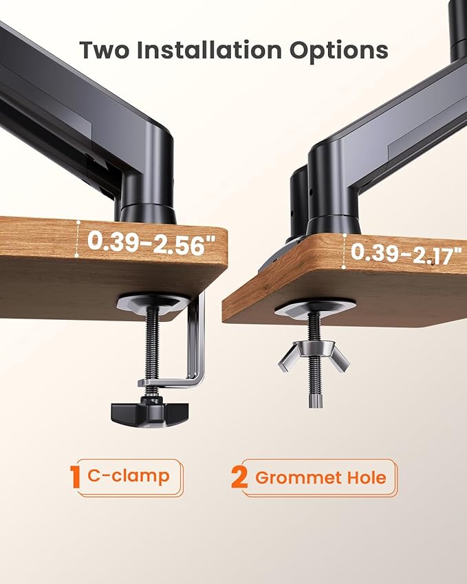 ErGear Dual Monitor Stand up to 33 inches Screen, Load-Bearing Max 22 lbs Each Arm, Adjustable Dual Monitor Mount, Sturdy Steel vesa Monitor Mount with Stable VESA 75x75 100x100mm