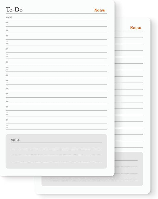 Notsu To Do List Notepad 2pk | Premium Thick Paper 120g | Daily Desk To Do List Pad | 50 Sheets, 5.5” x 8.5”
