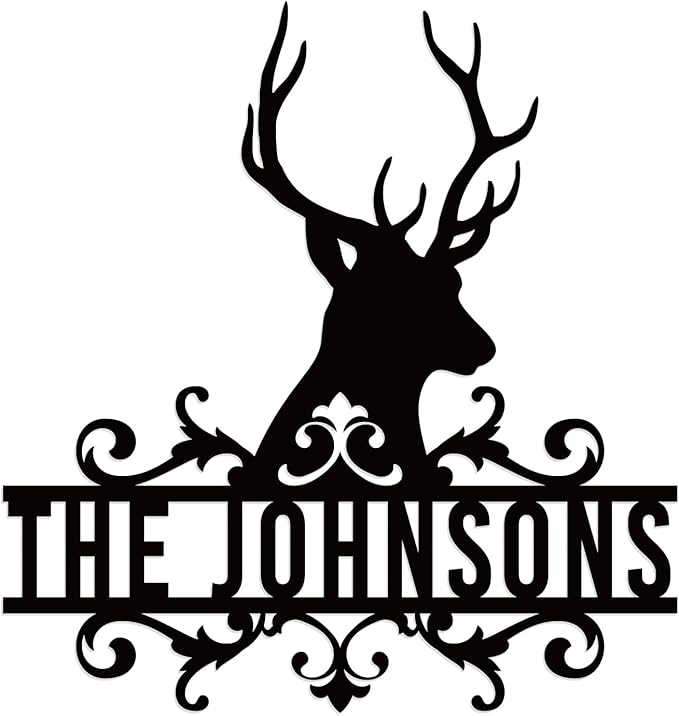 Metal Deer Scene Outdoor Family Wall Sign, Custom Deer Name Sign, Hunter Gifts Cabin Family Name Sign,Christmas Gifts for MenC