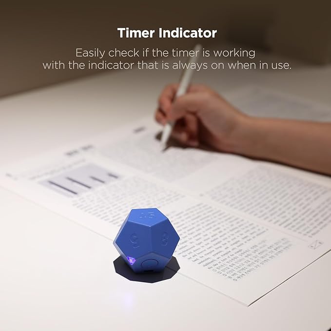 mooas Dodecagon Time Ball Rechargeable Mini Timer (White), 11 Preset Times, Desk & Study Productivity Timer, Sound/Vibrate/Mute, Easy to Use