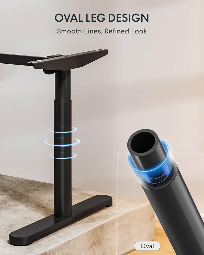 FLEXISPOT Solid Rubberwood Electric Standing Desk with Elegant Oval Legs, 48"x24" Height Adjustable Desk for Home Office & Living Spaces (Black Frame)