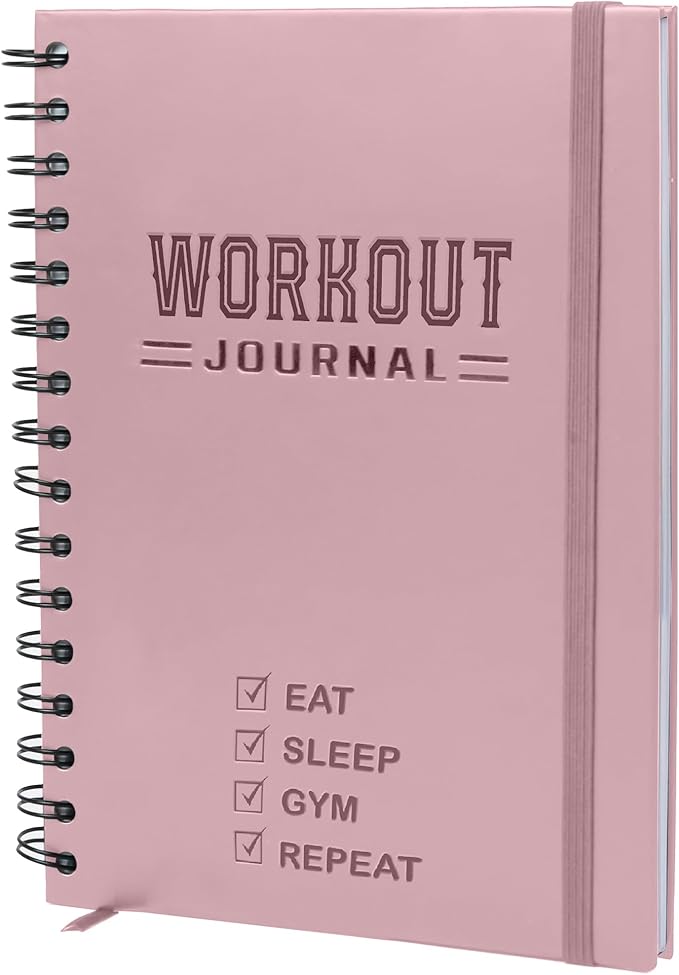 Nextnoid Hardcover Workout Planner Fitness Journal for Women & Men - A5 Sturdy Workout Log Book to Track Gym & Home Workouts - Pink