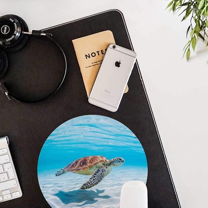 Round Mouse Pad,Anti Slip Rubber Round Cute Turtle Mousepads Desktops Gaming Mouse Mat Customized Designed for Home and Office,7.9 x 7.9inches
