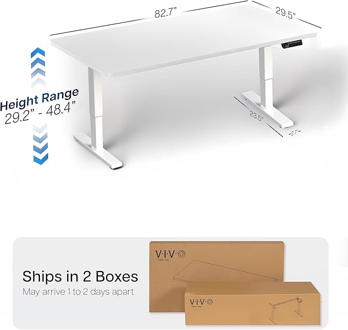 VIVO Large Electric 83 x 30 in Standing Desk, Memory Height Adjustment, 1B Series, Holds 220 lbs, White Top White Frame, DESK-KIT-1W8W