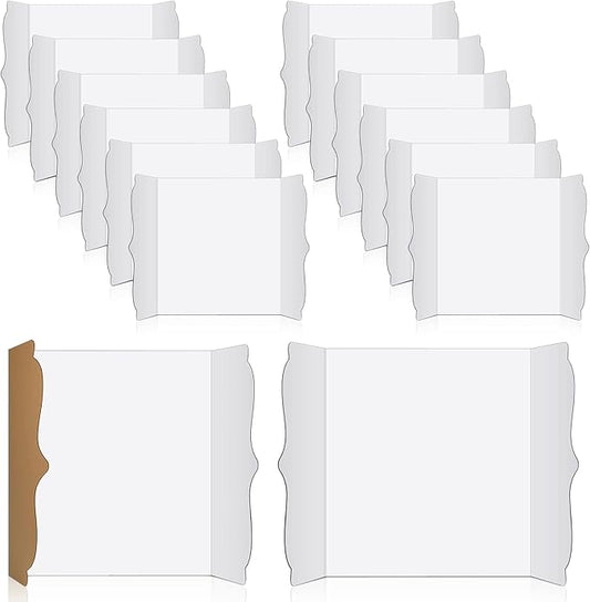 15 Pcs Trifold Presentation Board 12 x 20 Inch Trifold Poster Board Portable Science Fair Display Cardboard Foldable Posterboard for Photo Exhibition Meeting School(White)