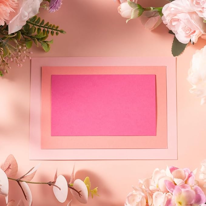 50 Sheets 4x6 Colored Cardstock Paper 5 Colors Blank Flash Cards, 250 GSM Heavy Card Stock for DIY Art Projects, Cards (Pink)