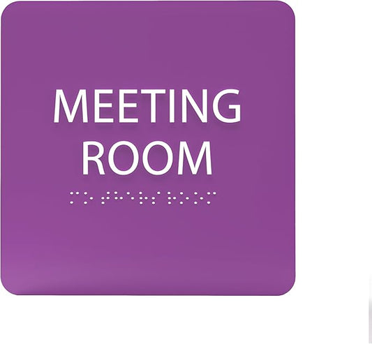 ADA CENTRAL SIGNS - 6" X6" Meeting Room Sign - ADA Compliant Tactile Graphics Grade 2 Braille Text Acrylic Wall Sign - Privacy Interview Room Name Door Sign for Schools Hospitals Offices & Apartments