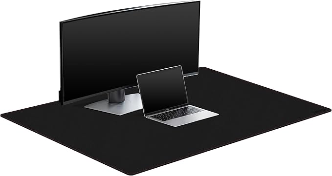 ZORESYN Leather Desk pad (47.24" x 31.50") - pu Leather Desk mat with Suede Base - Large Gaming Mouse pad Waterproof Table Mat Desktop Writing Pad Mouse Mat (Black)