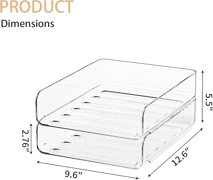 FANXIYQ 2-Tier Acrylic Paper Tray Organizer - Low-Profile Desk File Sorter for Office/Home, Clear Stackable Letter Tray for Bills, Crafts, Notebooks