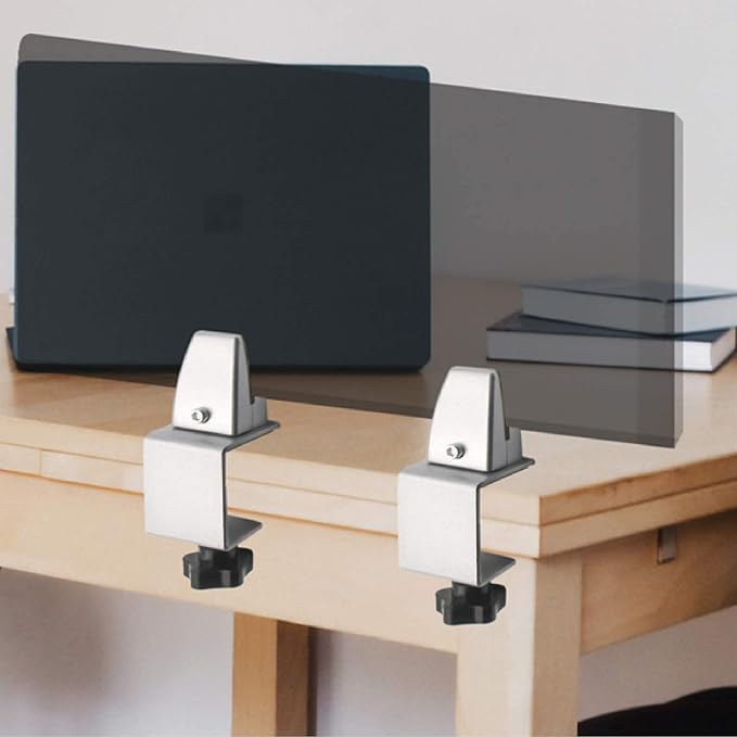 Sneeze Guard Support Clamp Partition Aluminum Adjustable Partition Support Acrylic Desk Divider Shield Privacy Panel Clamp For Clear Shield