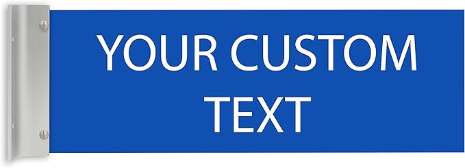 ALPHA DOG SIGNS Custom Projecting Hallway Nameplate, 4"x12" Double-Sided Business Sign, Personalized 2-Line Text, Indoor Outdoor, Easy Install, Durable, Made in USA (Blue)