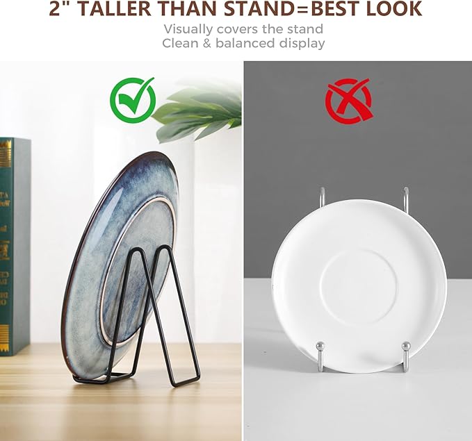 LIONWEI LIONWELI Plate Display Stand Easel Holders - 8" Tabletop Metal Stands for Decorative Plates, Picture Frames and Cookbooks - Black, 2-Pack