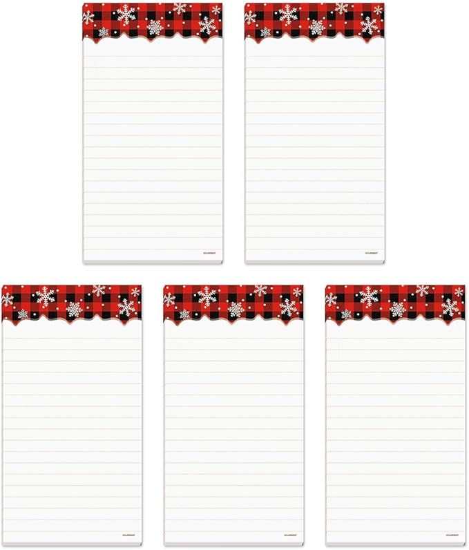 Current Buffalo Plaid Magnetic Holiday Notepad Set – Set of 5 Memo Pads, 60-Sheet Pads, 3 x 6½ Inches, Shopping List, To-Do Notes, Printed in The USA