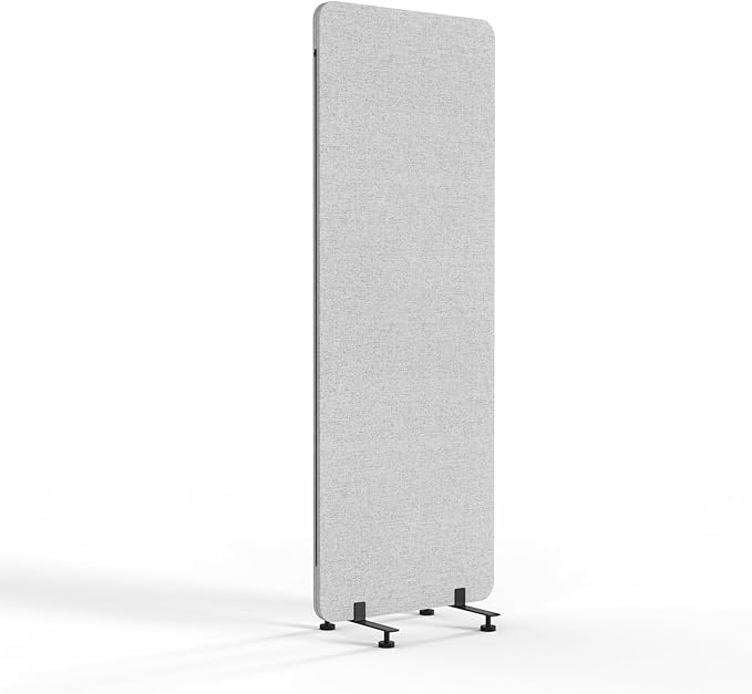 VINGLI Room Divider Screen, Freestanding Privacy Partition Wall, Zipper Connected Panels with Wheels, Office Space Separator (Light Gray, 1 Panel)