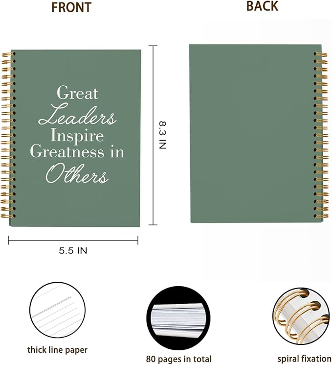 OXW Green Notebooks for Work, Employee Appreciation Gifts, Leadership Gifts Notebook Journal for Writing Meeting Office, Thank You Gifts for Women Men Leader Mentor Boss Manager, 5.5"x8.3"