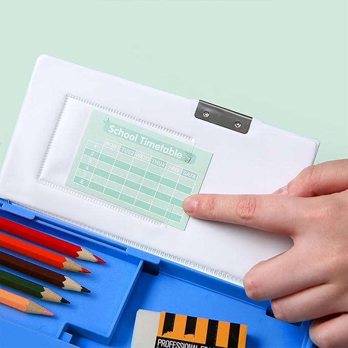 Ristpal Pop Up Multifunction Pencil Case, Cute Cartoon Pen Box Organizer Stationery with Calculators, Sharpener, Schedule, School Supplies, Best Birthday Gifts for Kids Teens (Blue)