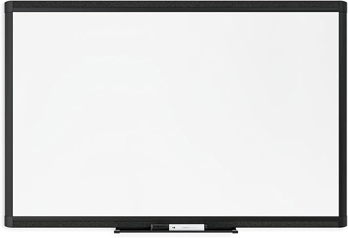 U Brands PINIT Magnetic Dry Erase White Board, Black Aluminum Frame with Pin Strips Across The Top and Bottom (36" W x 24" H)