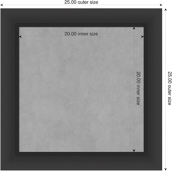 Amanti Art Black Framed Magnetic Board 25x25 Medium Vision Board for use with Magnets, 100% Metal Sheet to Display Items as Office Decor or for Home Organization in mudroom, Kitchen or Kids Room