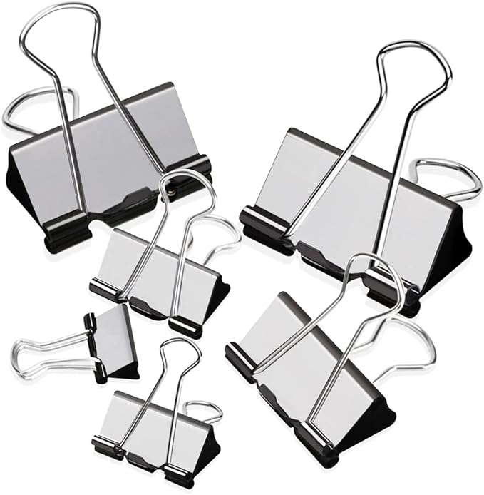 Binder Clips Assorted Sizes Paper Clamps, XLarge, Large, Medium, Small, Mini, 100Count Black Paper Clips Office File Supplies, Meet a Variety of use Scenarios