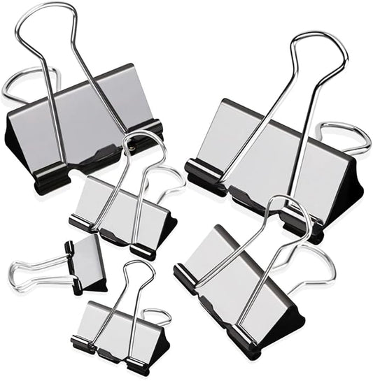 Binder Clips Assorted Sizes Paper Clamps, XLarge, Large, Medium, Small, Mini, 100Count Black Paper Clips Office File Supplies, Meet a Variety of use Scenarios
