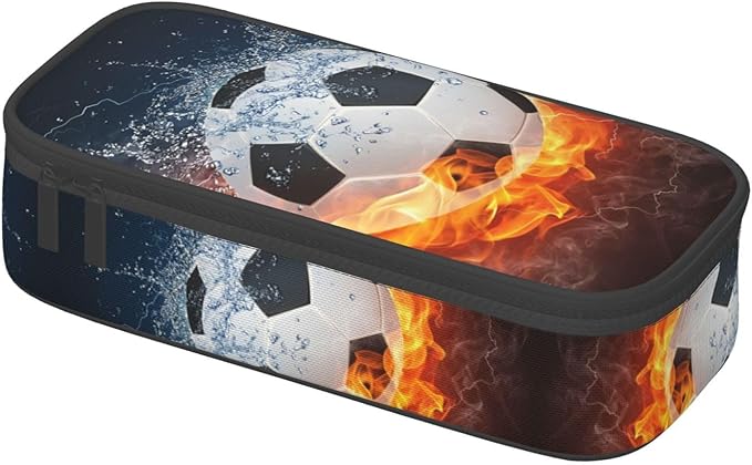 HKHEHOP Soccer Ball Cool Sport Pencil Case Big Capacity Storage Pencil Pouch Stationery Bags With Zipper Portable Pen Holder Box Organizer For Boys Girls Teens Student College School Office Supplies