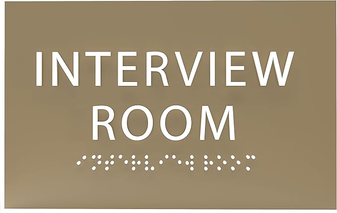 ADA CENTRAL SIGNS - 6" X4" Interview Room Sign - ADA Compliant Tactile Graphics Grade 2 Braille Text Acrylic Wall Sign | Privacy, Meeting, Room Name Sign for Schools, Hospitals, Offices, & Apartments