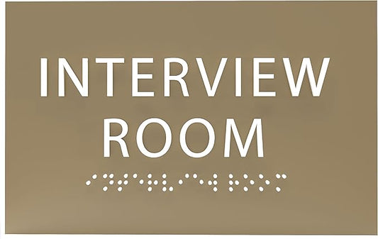 ADA CENTRAL SIGNS - 6" X4" Interview Room Sign - ADA Compliant Tactile Graphics Grade 2 Braille Text Acrylic Wall Sign | Privacy, Meeting, Room Name Sign for Schools, Hospitals, Offices, & Apartments