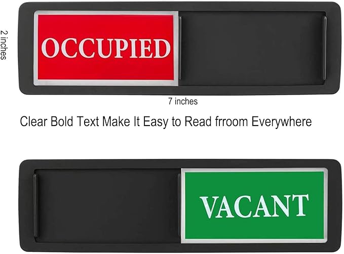 Vacant Occupied Sign, Vacant Occupied Door Sign for Home Bathroom Office Restroom Conference, Privacy Door Indicator Tells Whether Room In Use or Available, 7'' x 2'' - Silver