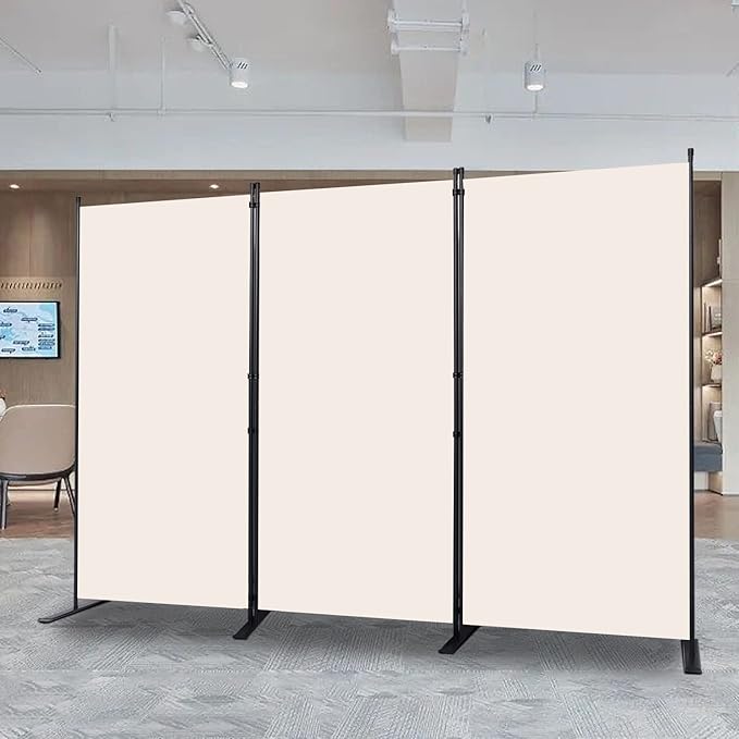 CHOSENM Room Divider, 3 Panel Folding Privacy Screens with Wider Support Feet, 6 Ft Portable Room Partition for Room Separator, 102" W X 71" H, Beige