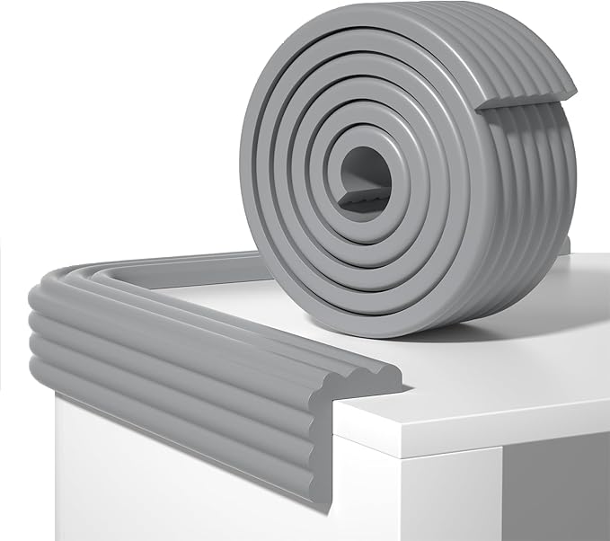Edge Protector,Baby Proofing Baby Edge Protector Strip Safety,Soft Rubber Foam Padding,Edge Corner Guards Protector Corner Edge Bumpers for Furniture (Grey, 16.4Ft x 3.15" W x 0.31" Th)