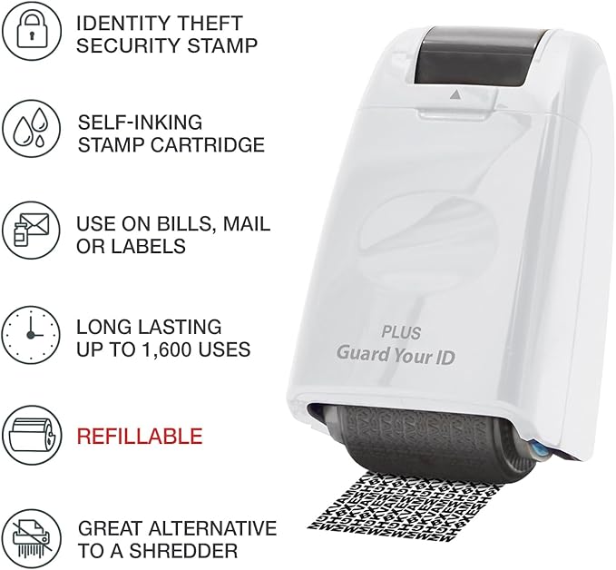 Guard Your ID Wide Stamp Roller for Identity Protection, White