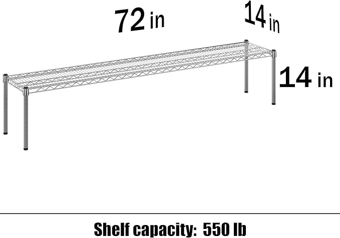 Regal Altair 14" Deep x 72" Wide x 14" Height Wire Shelving Kit | 1-Tier | NSF Commercial Storage Rack Unit