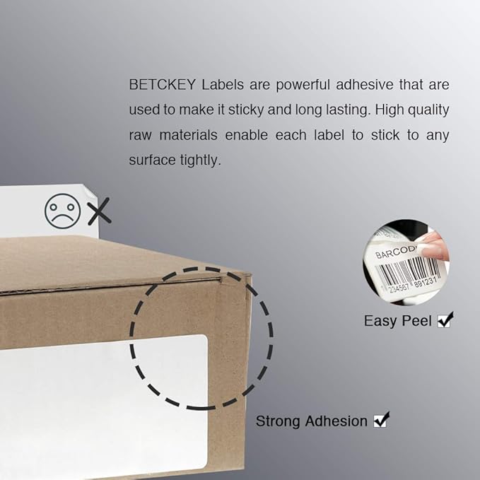 BETCKEY - 3" x 1" (76 mm x 25 mm) UPC Barcode & Address Labels Compatible with Zebra & Rollo Label Printer,Premium Adhesive & Perforated [1 Rolls, 1375 Labels]