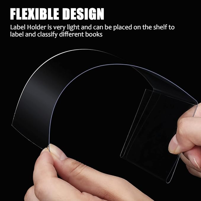 Containlol 15 Pieces Moveable Shelf Label Holders Clear Shelves Tags Moveable Library Markers Transparent Shelf Label Display Holder for Classroom Office Library Book Shelves(6.5 x 3.54 x 2.36 Inch)