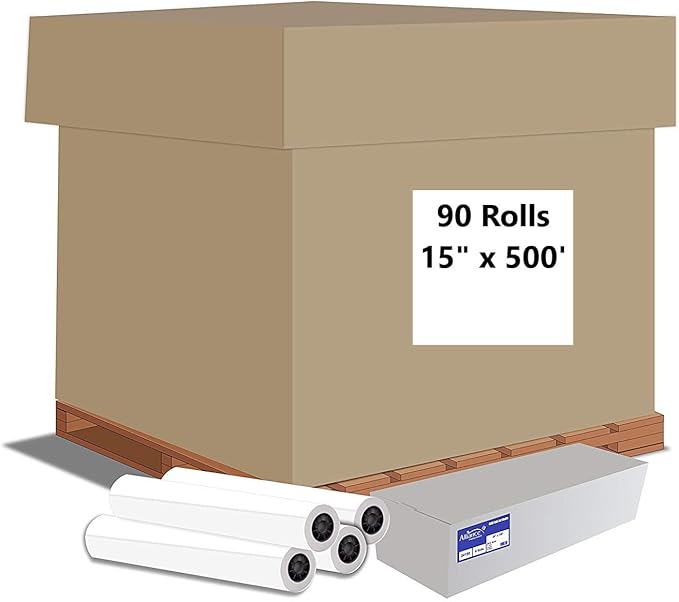 Alliance Wide Format Paper Rolls Bond Engineering (20lb | 90 Rolls, 15 In x 500 FT | 3" Core)