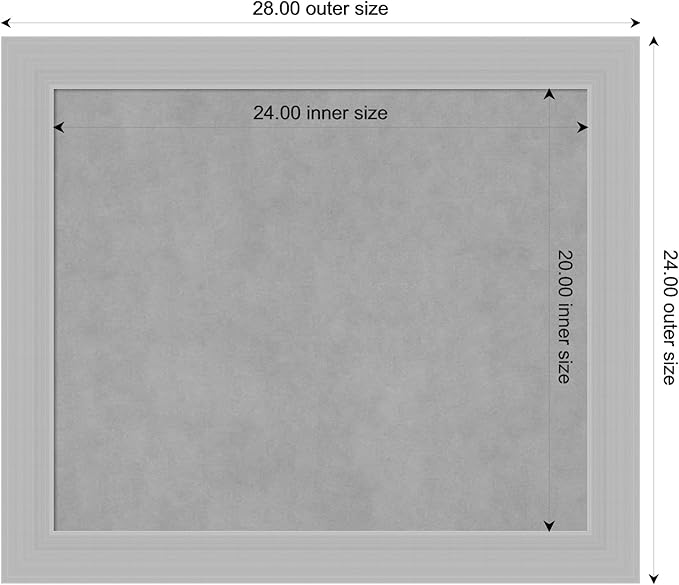 Amanti Art Silver Framed Magnetic Board 24x28 Medium Vision Board for use with Magnets, 100% Metal Sheet to Display Items as Office Decor or for Home Organization in mudroom, Kitchen or Kids Room