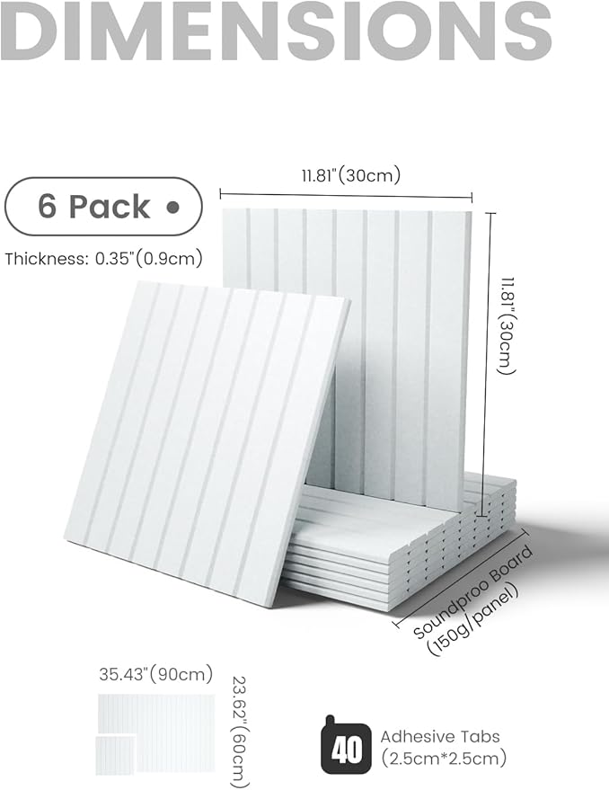 Large Felt Bulletin Board 36"x24" Cork Board Alternative - 6 Pack with 40 Safe Removable Adhesive Tabs, Cork Boards for Walls for Home Office Classroom Pin Board-Cold White