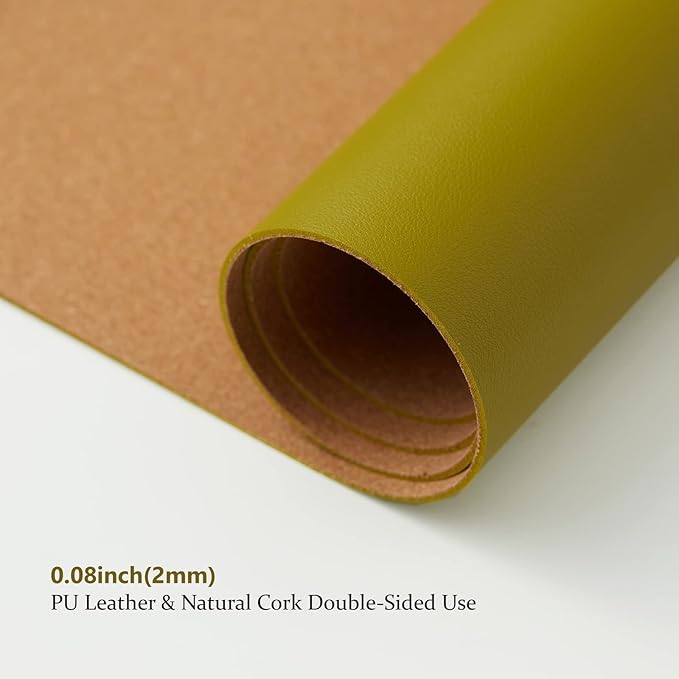 Large Cork Desk Mat - 47.2"x 17" Desk Pad for Office and Home - Ideal for Large Mouse Pad and Desk Mats on Top of Desks(Olive Green)