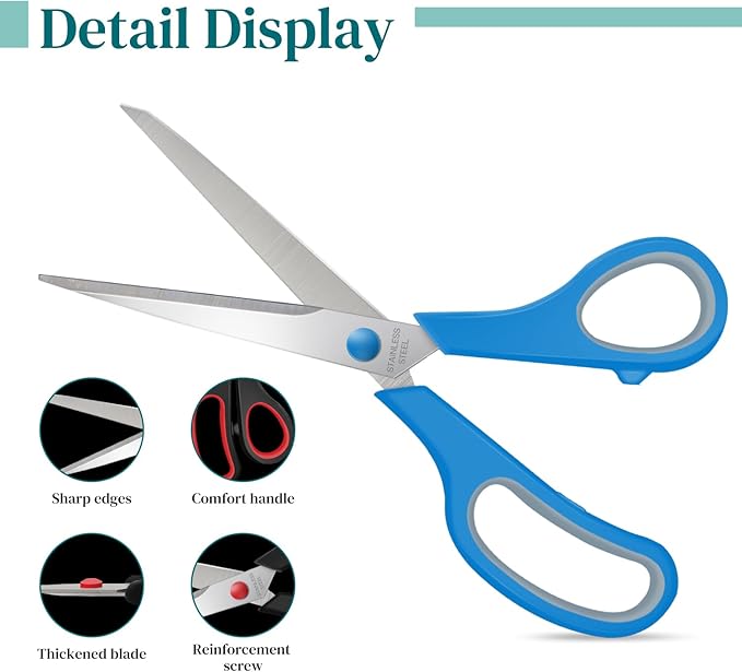 Sewing Craft Scissors Bulk,8" Multipurpose Heavy Duty Sharp Paper Scissors,Stainless Steel Shears for Home Office School Supplies,24 Packs