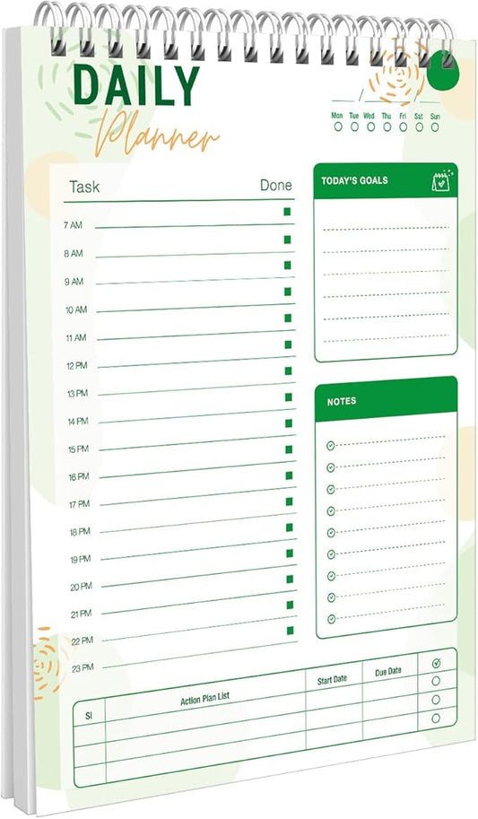 To Do List Notebook Daily Planner A5 CheckList Pad 52 Sheets, 5.9" x 8.2" Daily Schedule Goal and Tasks Setting Notepad Productivity Planner, Spiral Appointment Organizers, A5-LG