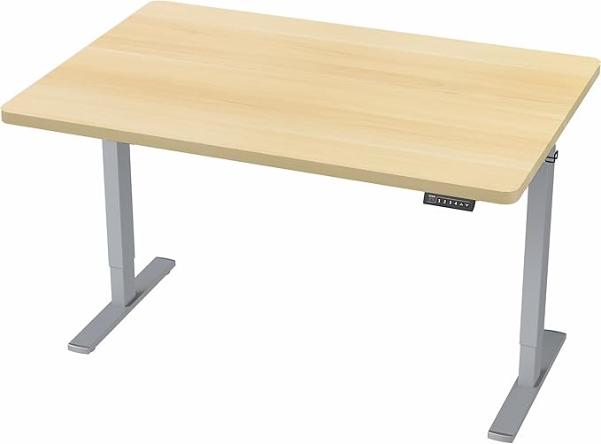 VIVO Electric 48 x 30 in Standing Desk, Memory Height Adjustment, 1B Series, Holds 220 lbs, One-Piece Light Wood Top, Gray Frame, DESK-KIT-1G5C