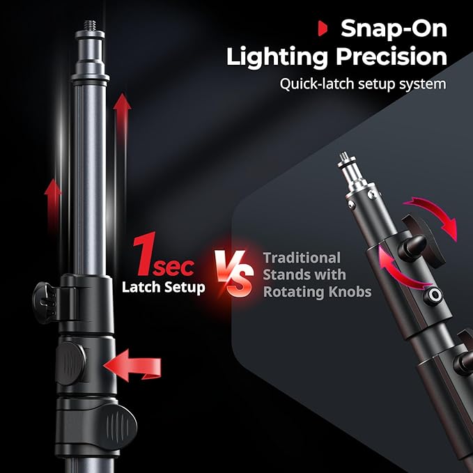 SMALLRIG 74.8"/ 6.23 ft Adjustable Light Stand Photography, Max Load 8.8 lb, Compact Lighting Tripod Stand for Softbox, Flashlights, Ring Light, LED Video Lights, COB Light, Folded Size 16.5" - 5475