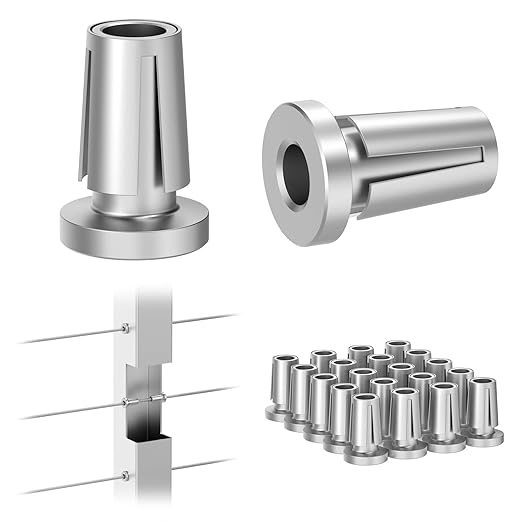 BLIKA Upgraded 20 Pack Stainless Steel Protector Sleeves for 1/8" 5/32" or 3/16" Deck Cable Railing, for Metal Posts, T316 Marine Grade, Cable Railing Protector Sleeves