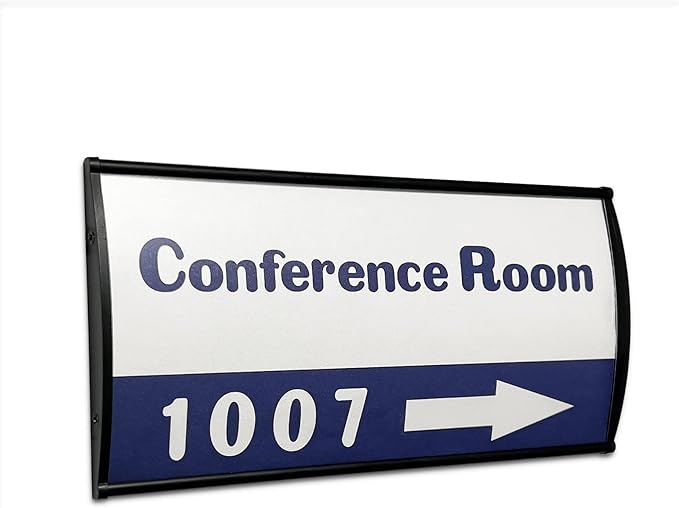SINKAA Office Sign Holder for Door - Curved Mount Name Plate Holder Frame Display 8 x 4 Inches Set of 2 Sturdy Aluminum with Adhesive Tape, Plastic Film Included